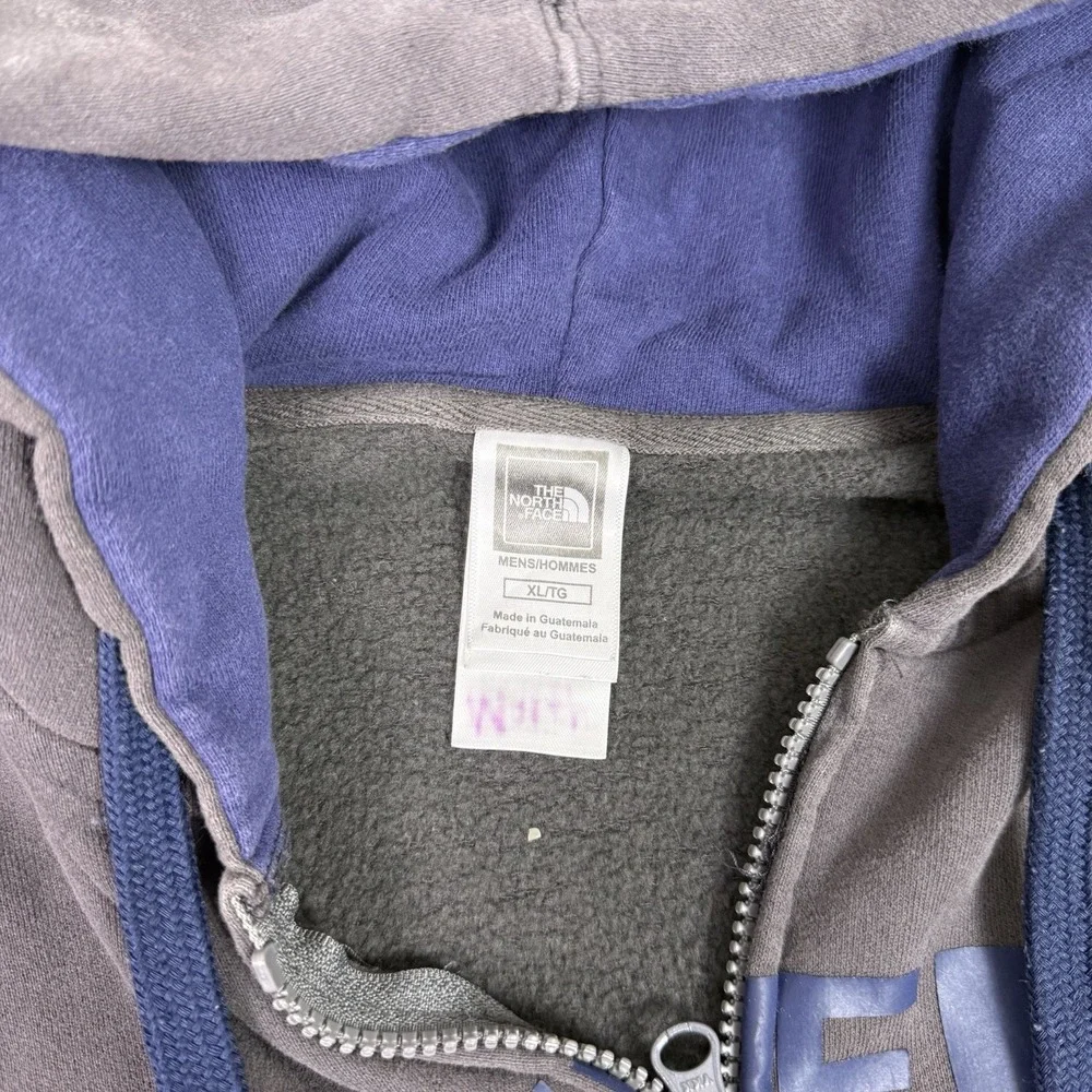 The North Face Men's XL Full Zip Hoodie Gray Blue Logo Sweatshirt Fall 2011 TB5Q